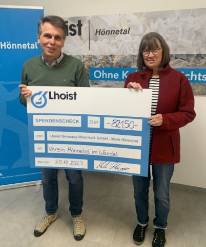 Lhoist spendet &uuml;ber 800 Euro an den Verein H&ouml;nnetal im Wandel